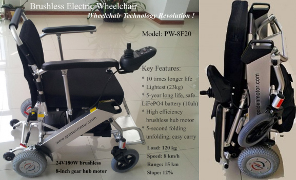 E-Wheelchair PW-8F20, fauteuil électrique pliable