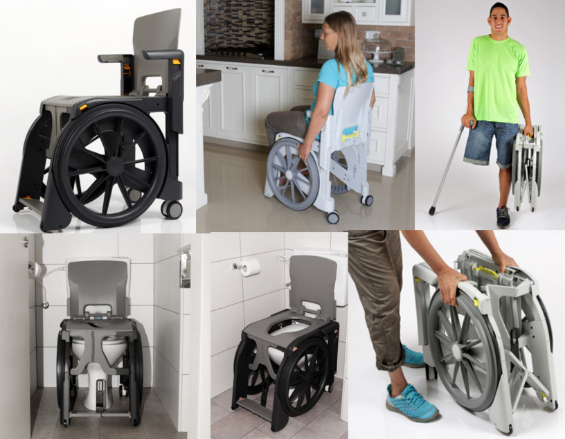 Seatara Wheelable, fauteuil roulant en plastique, multi-usage et facile à transporter