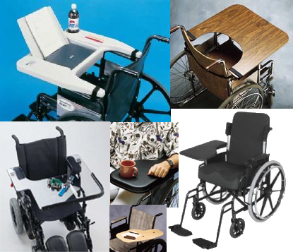Plateau repas ou repose-bras pour fauteuil roulant