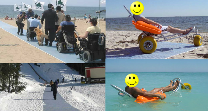 Installations d'accessibilité pour plages, pistes et autres lieux extérieurs