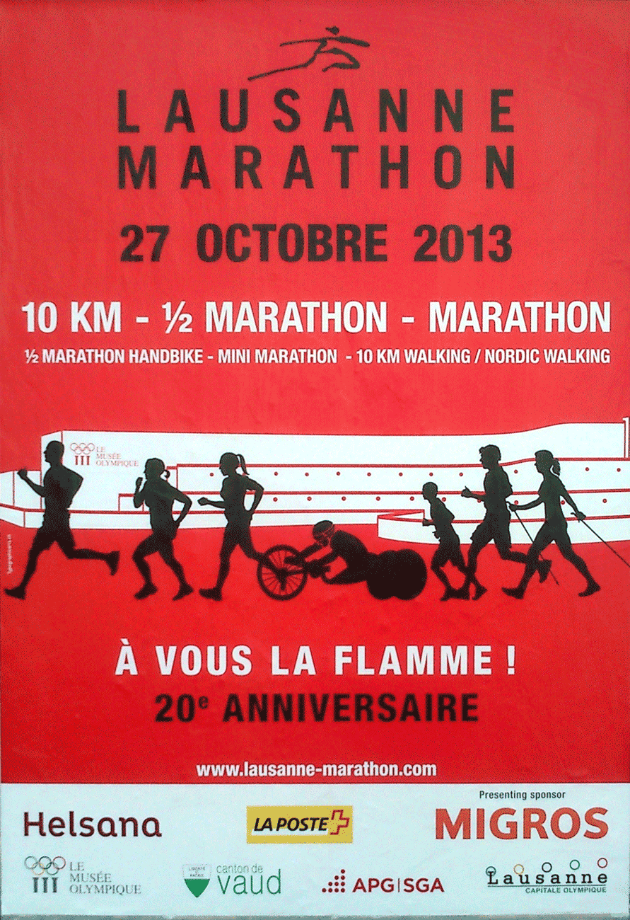 Affiche Marathon de Lausanne 2013, 20e anniversaire